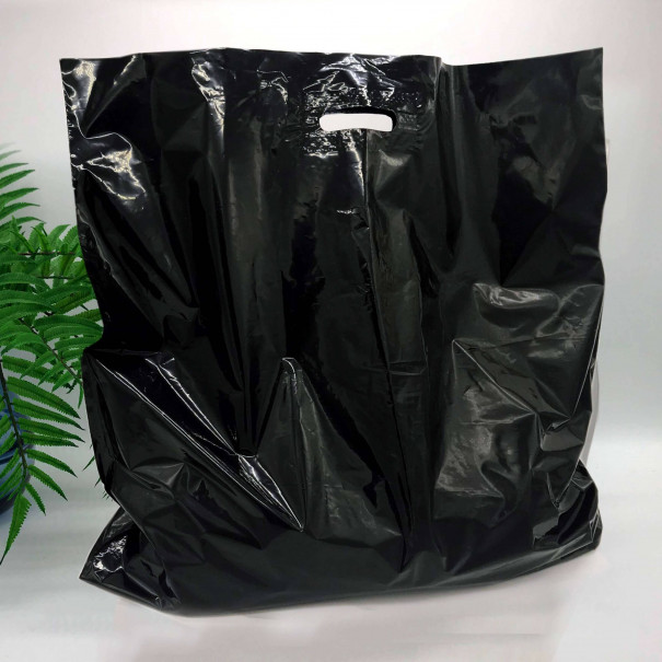 Die Cut Handle plastic bag for privat-label 60x60(+4) cm, 60 μm, black, LDPE