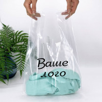 T-Shirt plastic bag for privat-label 28(2x7)x48cm, 51 μm, LDPE, transparent