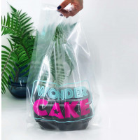 T-Shirt plastic bag for privat-label 34(2x8)x55cm, 51 μm, LDPE, transparent