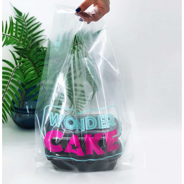 T-Shirt plastic bag for privat-label 34(2x8)x55cm, 51 μm, LDPE, transparent