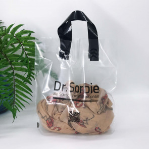 Loop Handle plastic bag 30x35(+3)cm, 60 μm, LDPE, transparent, black