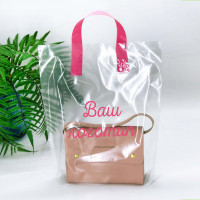 Loop Handle plastic bag 30x35(+3) cm, 60 μm, LDPE, transparent, pink