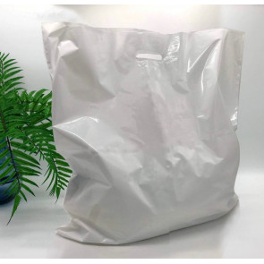 Die Cut Handle plastic bag for privat-label 60x60(+4) cm, 60 μm, white, LDPE