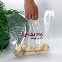 Die Cut Handle plastic bag for privat-label 30x30 cm, 60 μm, transparent LDPE